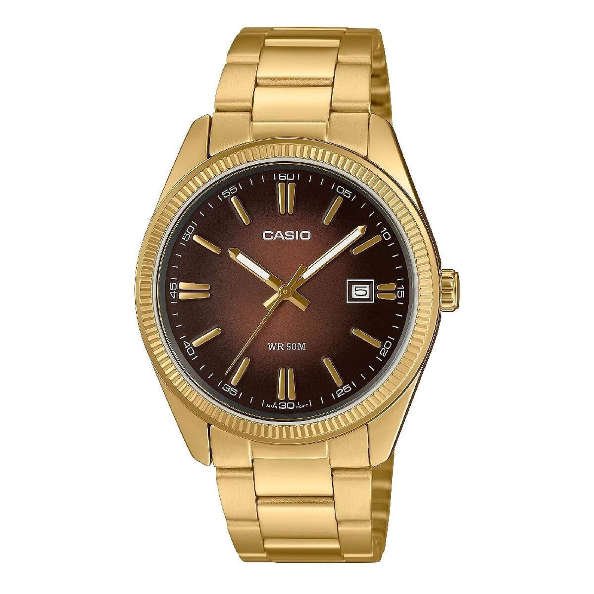 Casio Collection MTP‑1302PGC‑5AVEF – Ανδρικό/Unisex Αναλογικό Ρολόι, Χρυσό – Καφέ Καντράν, Ημερομηνία